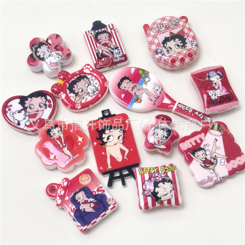 Wholesale 100pcs/pack Through-hole printed irregular beaded pen keychain OLY Exclusive